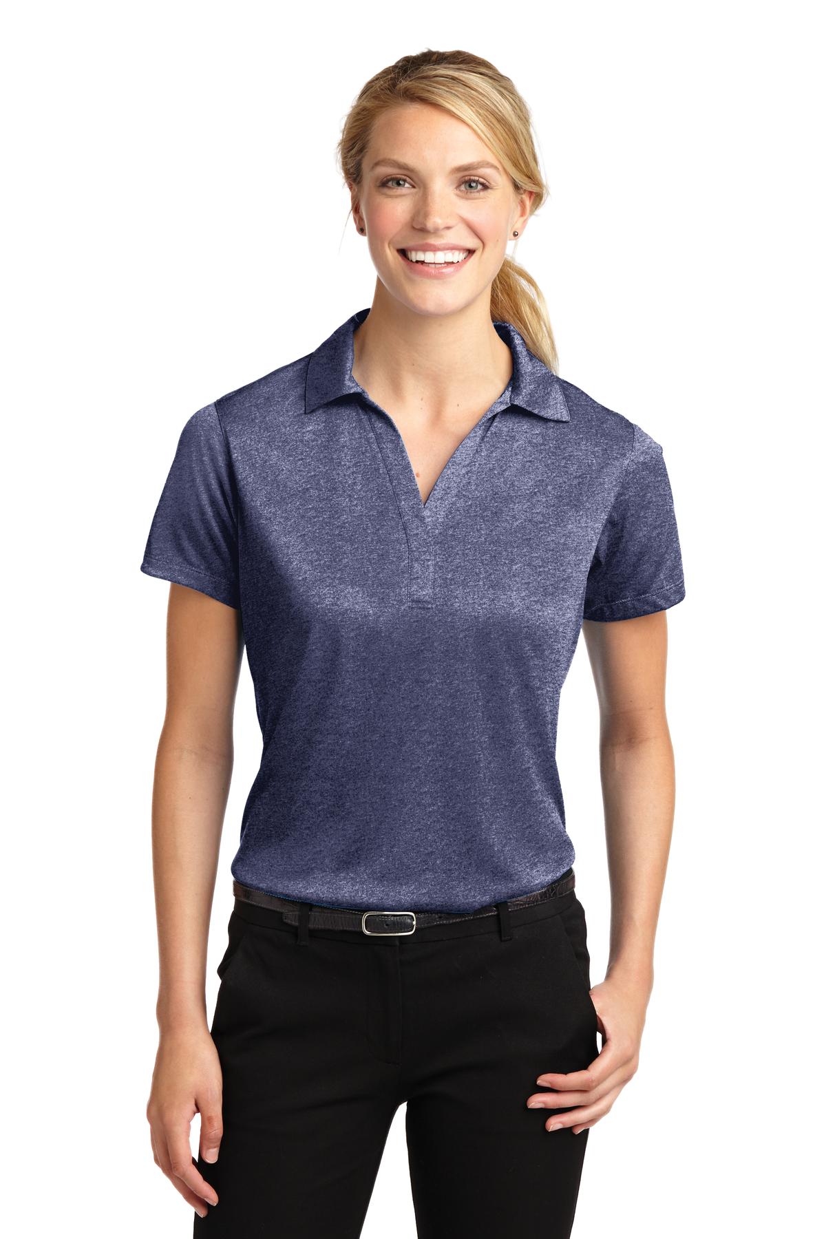 Sport-Tek Women's Heather Contender Polo. LST660 True Navy Heather