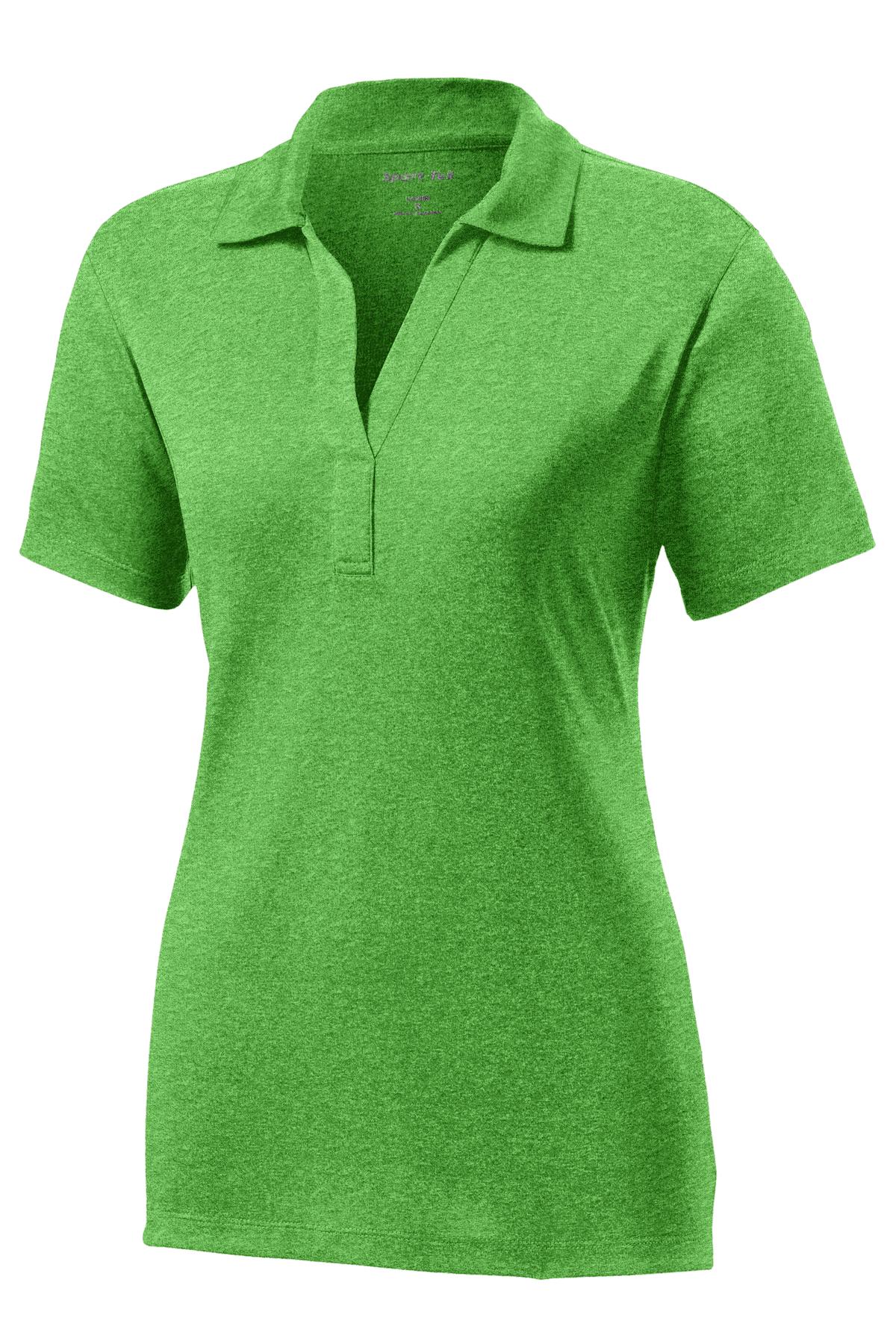 Sport-Tek Women's Heather Contender Polo. LST660 Turf Green Heather