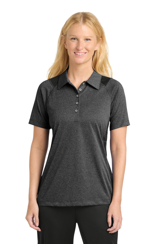 Sport-Tek Women's Heather Colorblock Contender Polo LST665 Graphite Heather/ Black