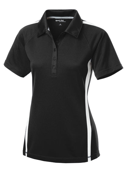 Sport-Tek Women's PosiCharge Micro-Mesh Colorblock Polo. LST685 Black/ White