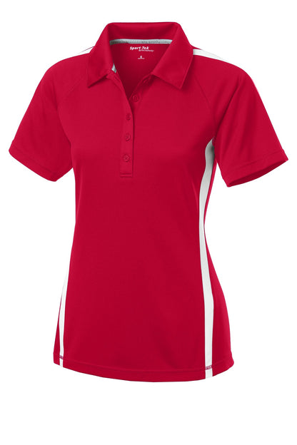 Sport-Tek Women's PosiCharge Micro-Mesh Colorblock Polo. LST685 True Red/ White