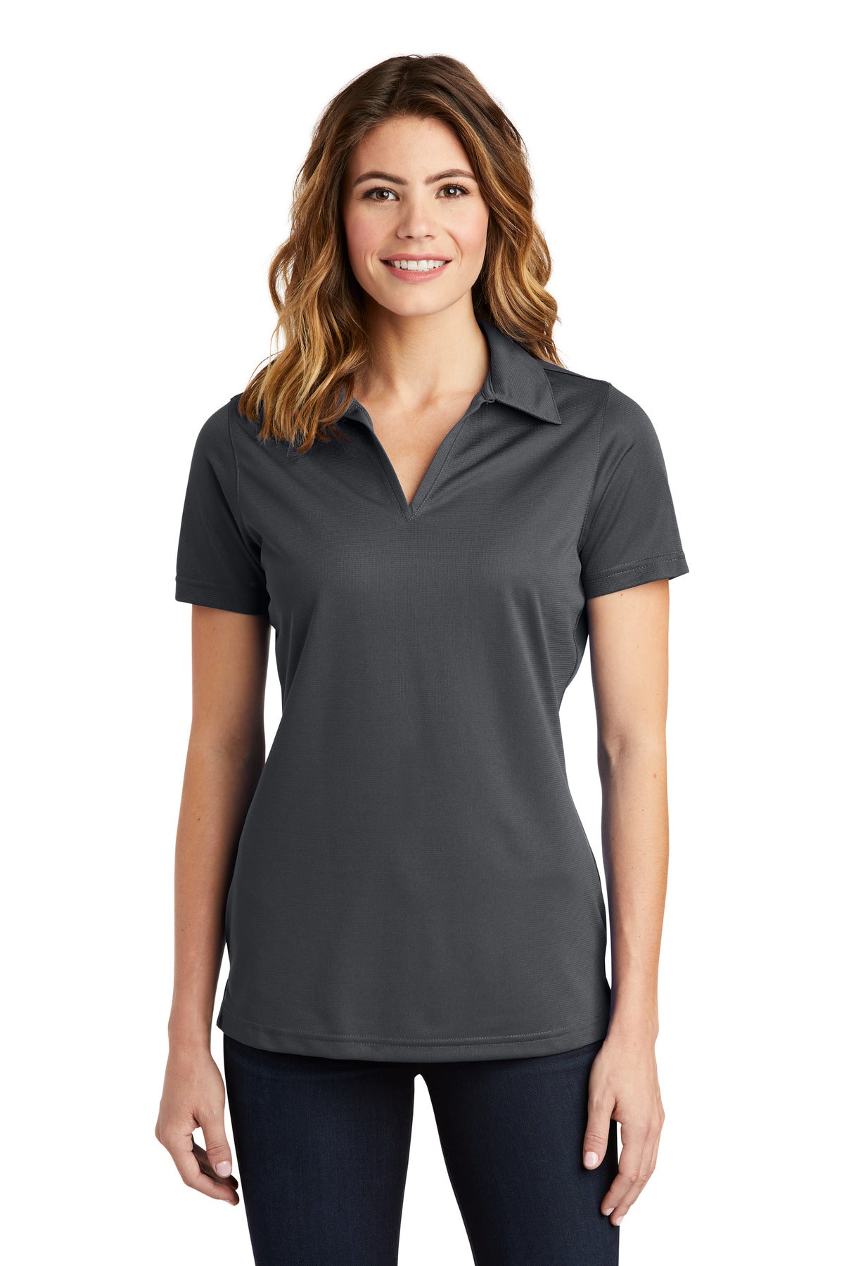 Sport-Tek Women's PosiCharge Active Textured Polo. LST690 Iron Grey