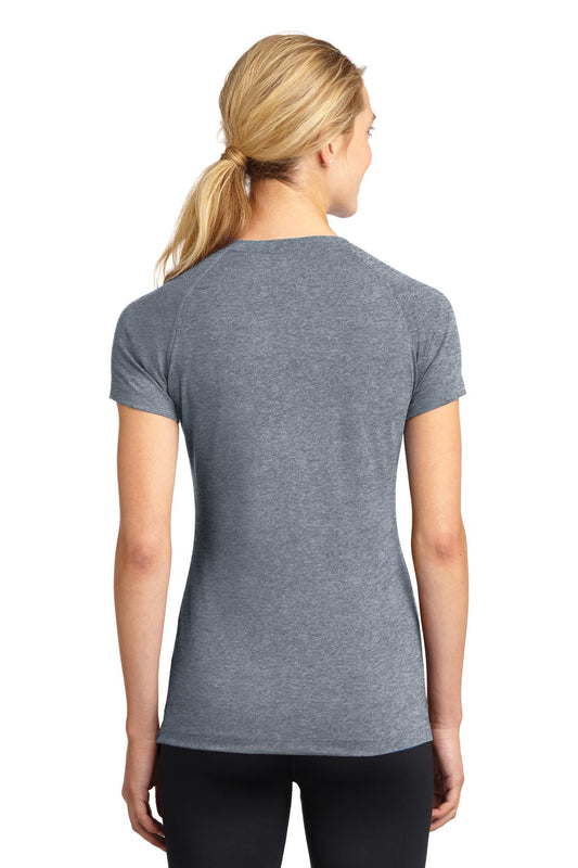Sport-Tek Women's Ultimate Performance V-Neck. LST700 Heather Grey