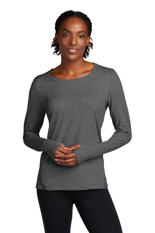 Sport-Tek  Women's Exchange 1.5 Long Sleeve Crew. LST710 Graphite Heather