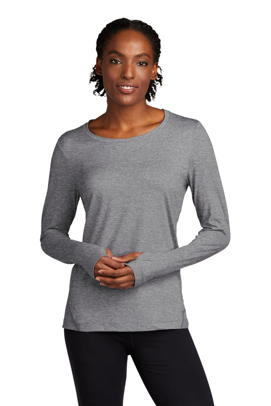 Sport-Tek  Women's Exchange 1.5 Long Sleeve Crew. LST710 Grey Heather