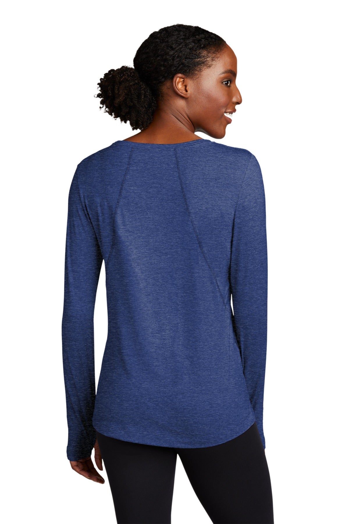 Sport-Tek  Women's Exchange 1.5 Long Sleeve Crew. LST710 True Royal Heather