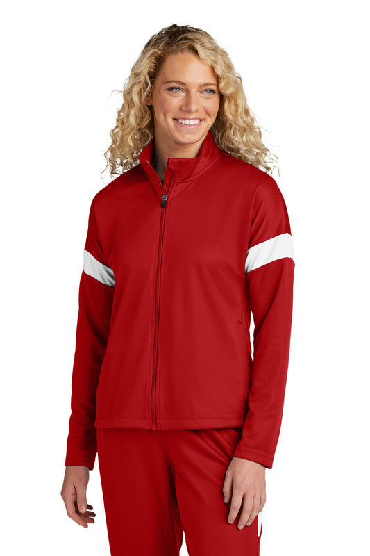 Sport-Tek Women's Travel Full-Zip Jacket LST800 Deep Red/ White