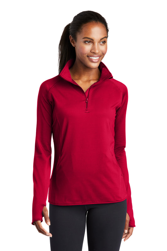 Sport-Tek Women's Sport-Wick Stretch 1/4-Zip Pullover. LST850 Deep Red