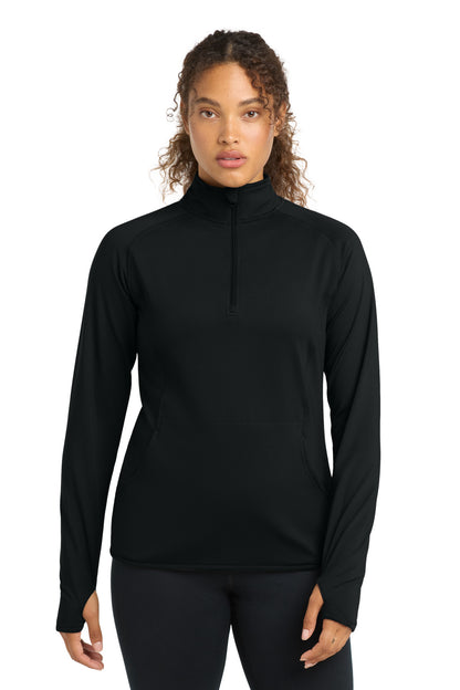 Sport-Tek Women's Sport-Wick Stretch 1/4-Zip Pullover LST850 Black