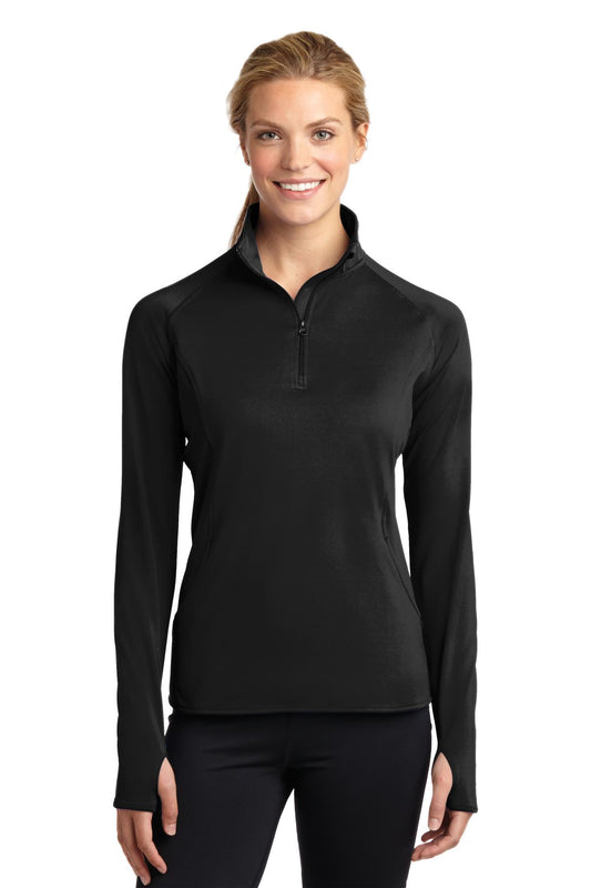 Sport-Tek Women's Sport-Wick Stretch 1/4-Zip Pullover. LST850 Black