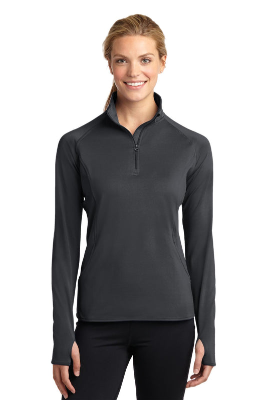 Sport-Tek Women's Sport-Wick Stretch 1/4-Zip Pullover. LST850 Charcoal Grey
