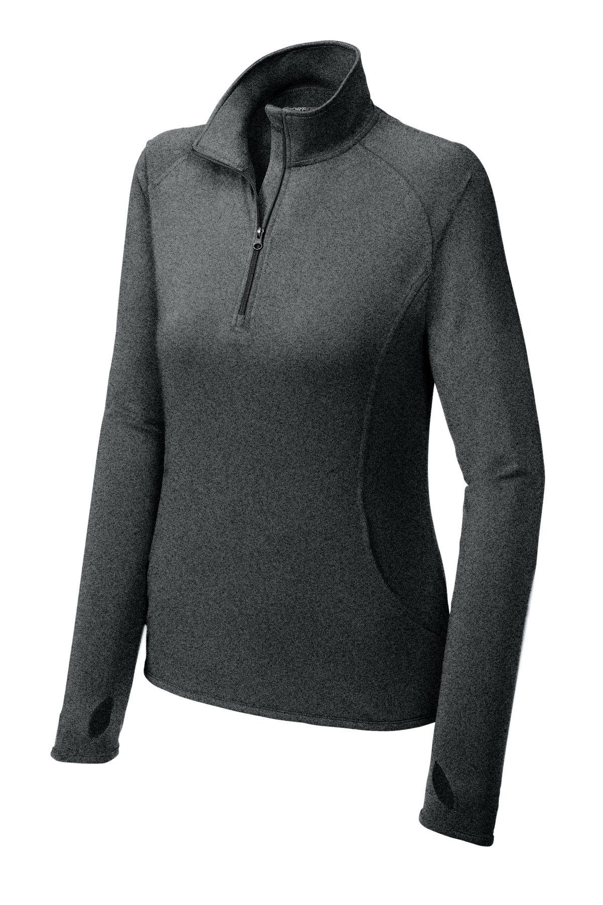 Sport-Tek Women's Sport-Wick Stretch 1/4-Zip Pullover. LST850 Charcoal Grey Heather