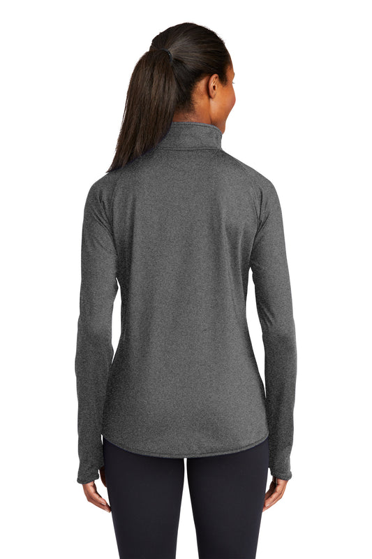 Sport-Tek Women's Sport-Wick Stretch 1/4-Zip Pullover. LST850 Charcoal Grey Heather