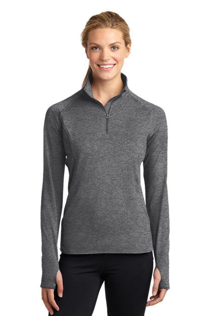Sport-Tek Women's Sport-Wick Stretch 1/4-Zip Pullover. LST850 Charcoal Grey Heather