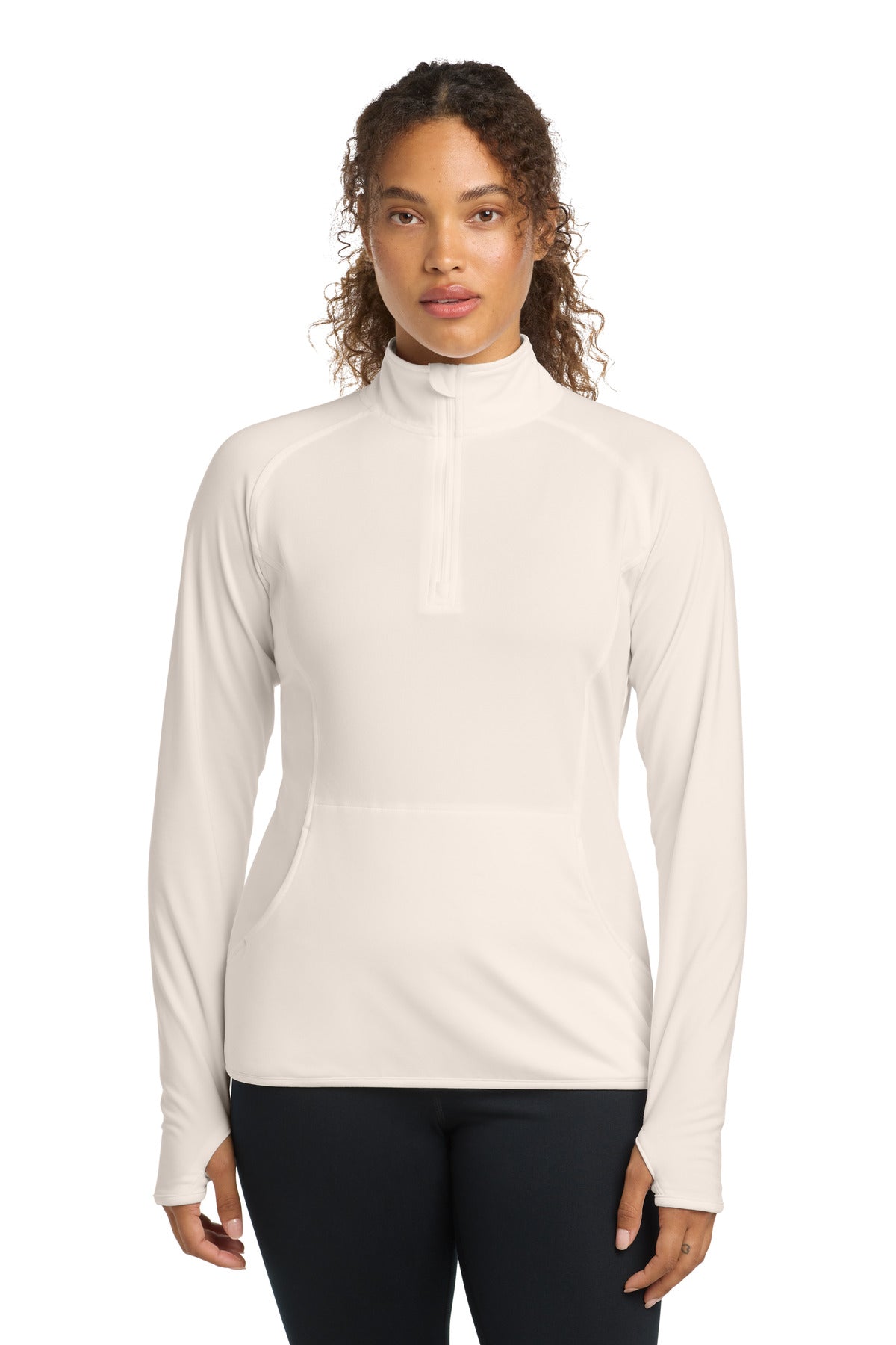 Sport-Tek Women's Sport-Wick Stretch 1/4-Zip Pullover. LST850 Ecru