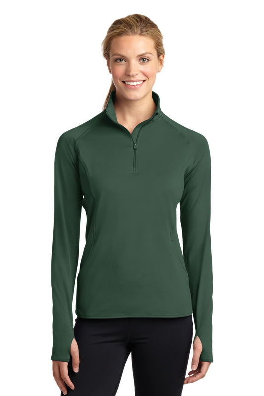Sport-Tek Women's Sport-Wick Stretch 1/4-Zip Pullover. LST850 Forest Green