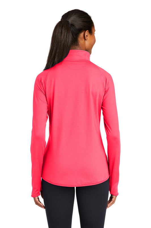 Sport-Tek Women's Sport-Wick Stretch 1/4-Zip Pullover. LST850 Hot Coral