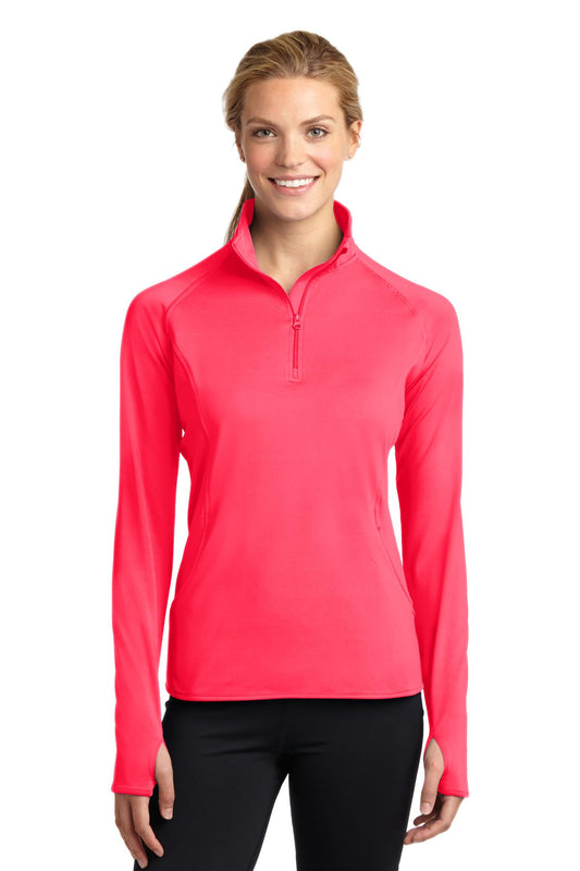 Sport-Tek Women's Sport-Wick Stretch 1/4-Zip Pullover. LST850 Hot Coral