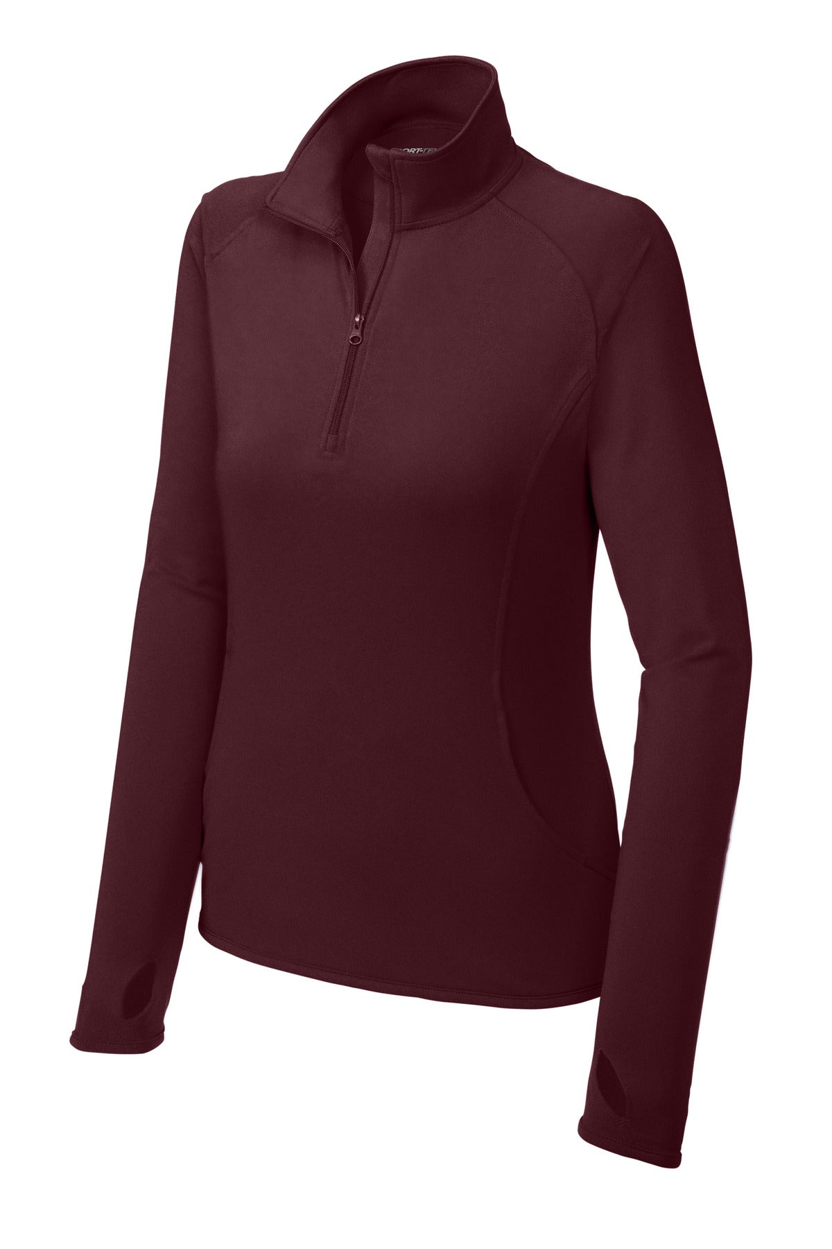 Sport-Tek Women's Sport-Wick Stretch 1/4-Zip Pullover. LST850 Maroon