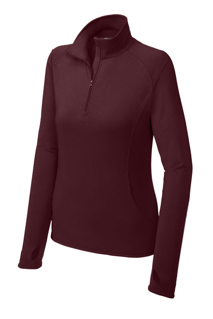 Sport-Tek Women's Sport-Wick Stretch 1/4-Zip Pullover. LST850 Maroon
