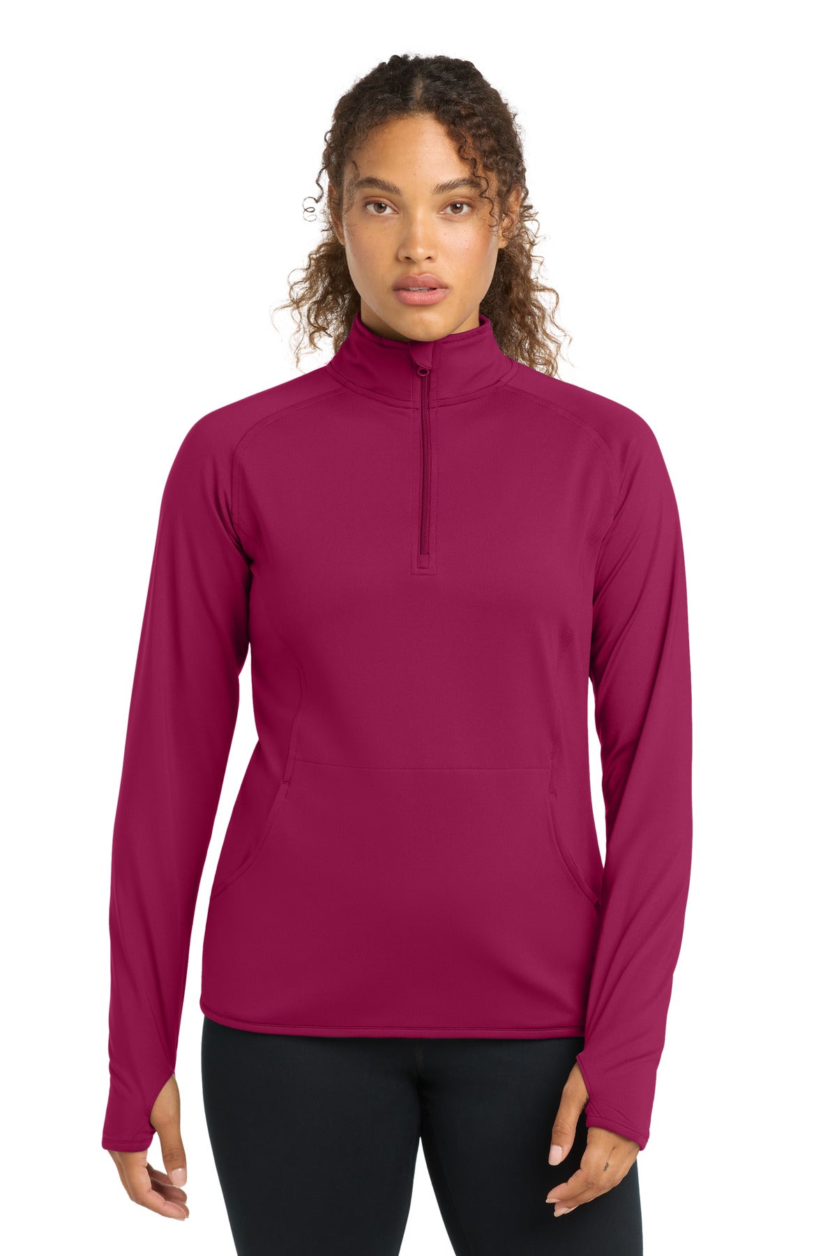 Sport-Tek Women's Sport-Wick Stretch 1/4-Zip Pullover LST850 Pink Rush