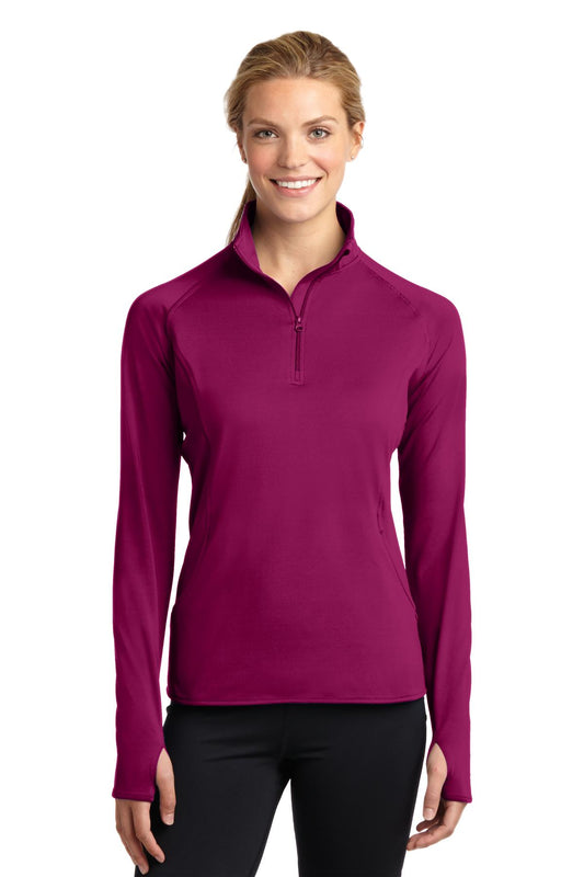 Sport-Tek Women's Sport-Wick Stretch 1/4-Zip Pullover. LST850 Pink Rush