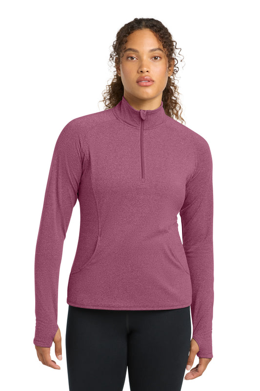 Sport-Tek Women's Sport-Wick Stretch 1/4-Zip Pullover LST850 Pink Rush Heather