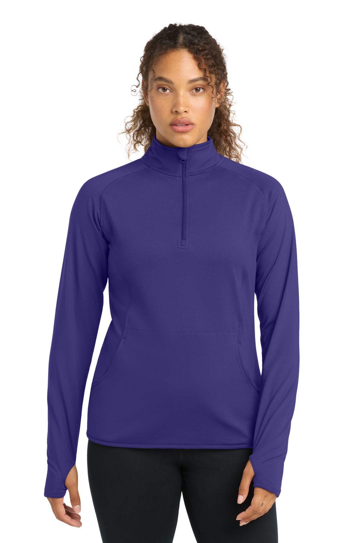 Sport-Tek Women's Sport-Wick Stretch 1/4-Zip Pullover. LST850 Purple