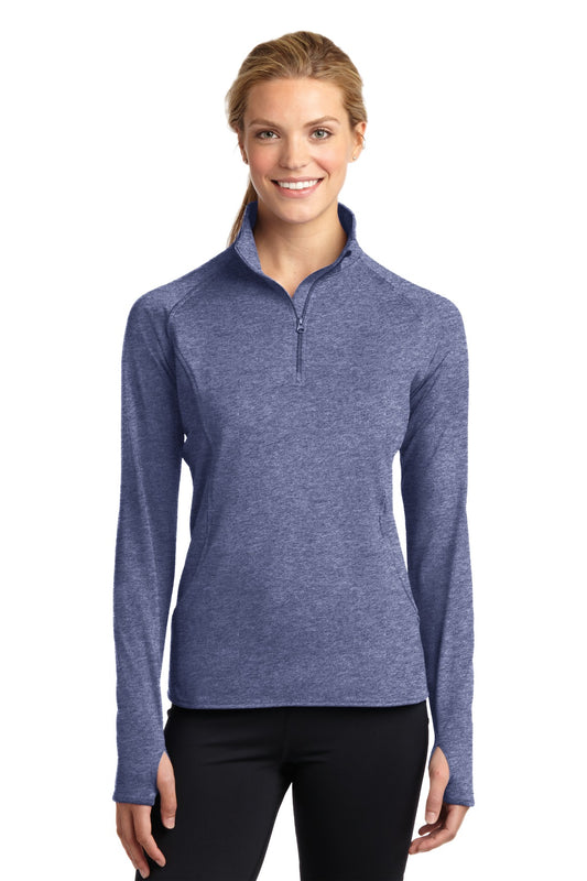 Sport-Tek Women's Sport-Wick Stretch 1/4-Zip Pullover. LST850 True Navy Heather