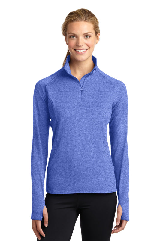 Sport-Tek Women's Sport-Wick Stretch 1/4-Zip Pullover. LST850 True Royal Heather