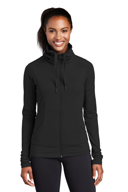 Sport-Tek Women's Sport-Wick Stretch Full-Zip Jacket. LST852 Black