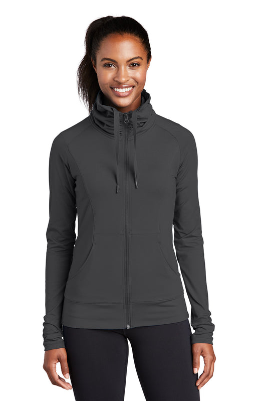 Sport-Tek Women's Sport-Wick Stretch Full-Zip Jacket. LST852 Charcoal Grey