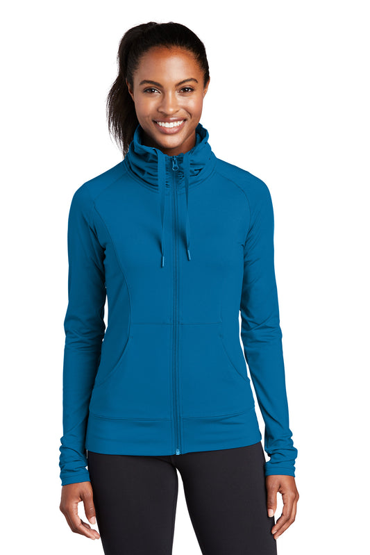 Sport-Tek Women's Sport-Wick Stretch Full-Zip Jacket. LST852 Peacock Blue