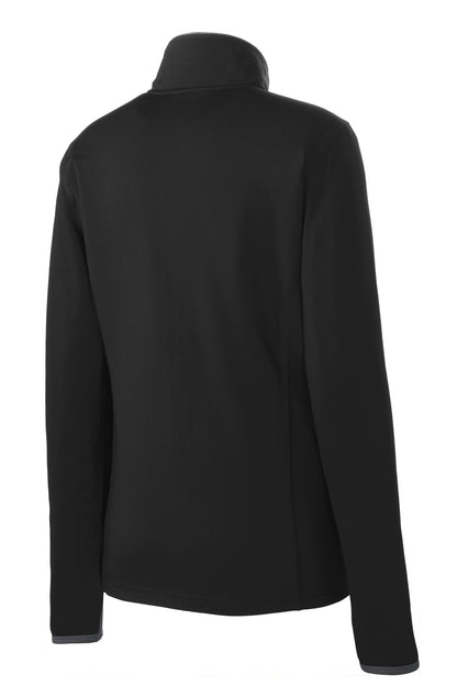Sport-Tek Women's Sport-Wick Stretch Contrast Full-Zip Jacket.  LST853 Black/ Charcoal Grey