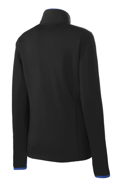 Sport-Tek Women's Sport-Wick Stretch Contrast Full-Zip Jacket.  LST853 Black/ True Royal