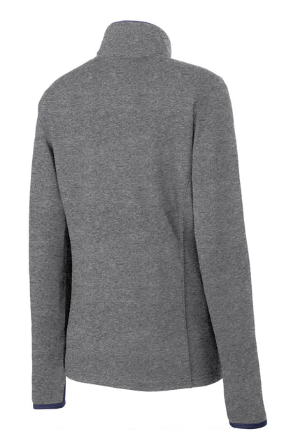 Sport-Tek Women's Sport-Wick Stretch Contrast Full-Zip Jacket.  LST853 Charcoal Grey Heather/ True Navy