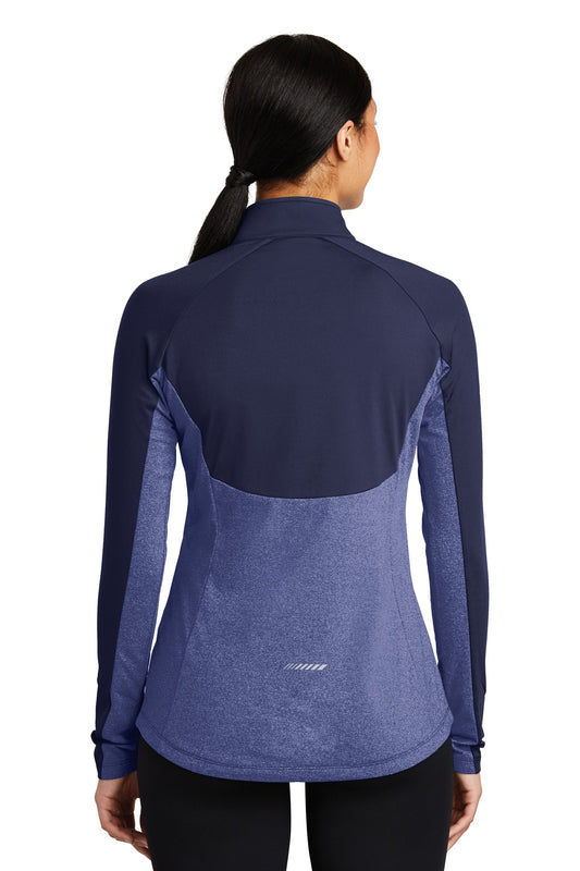 Sport-Tek Women's Sport-Wick Stretch Contrast 1/4-Zip Pullover. LST854 True Navy/ True Navy Heather