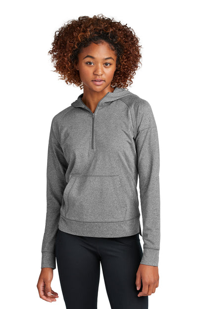 Sport-Tek Women's Sport-Wick Stretch 1/2-Zip Hoodie LST856 Charcoal Grey Heather
