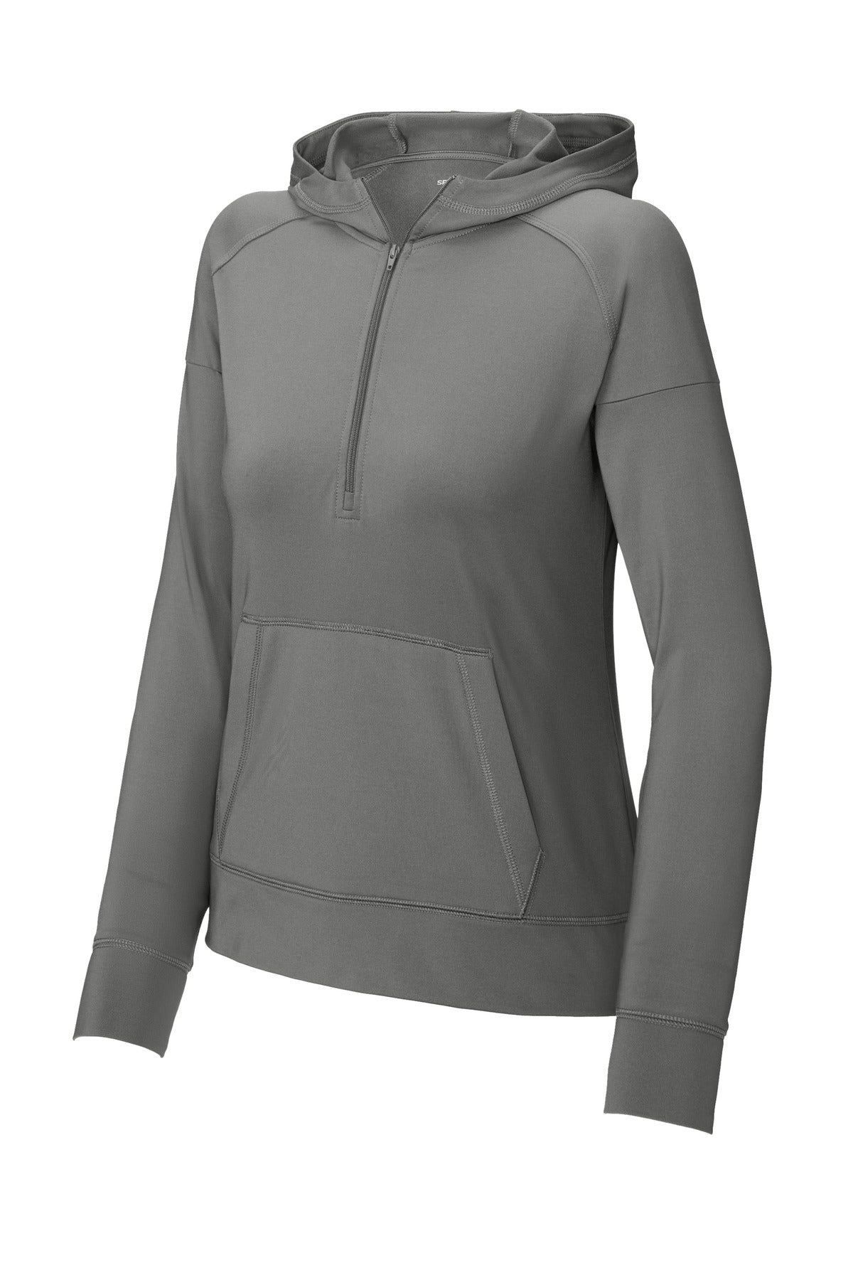 Sport-Tek Women's Sport-Wick Stretch 1/2-Zip Hoodie LST856 Charcoal Grey