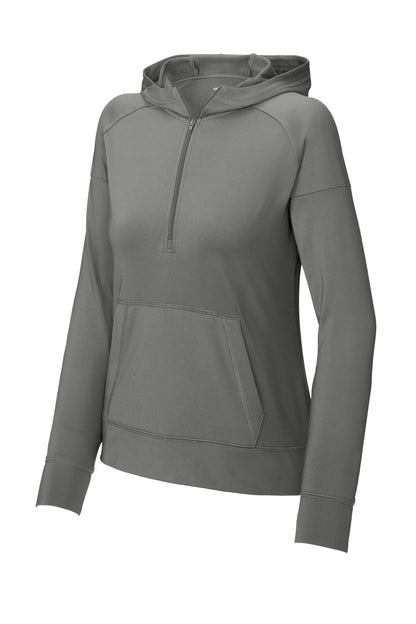 Sport-Tek Women's Sport-Wick Stretch 1/2-Zip Hoodie LST856 Charcoal Grey