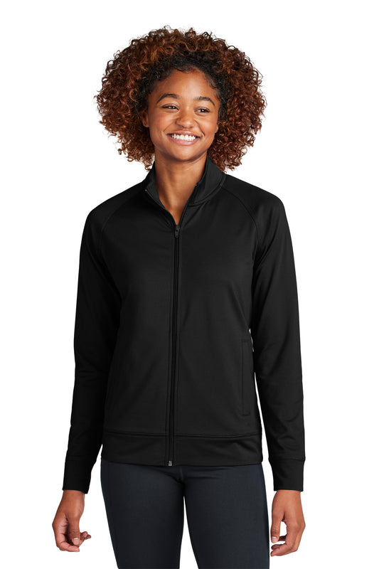 Sport-Tek Women's Sport-Wick Stretch Full-Zip Cadet Jacket LST857 Black