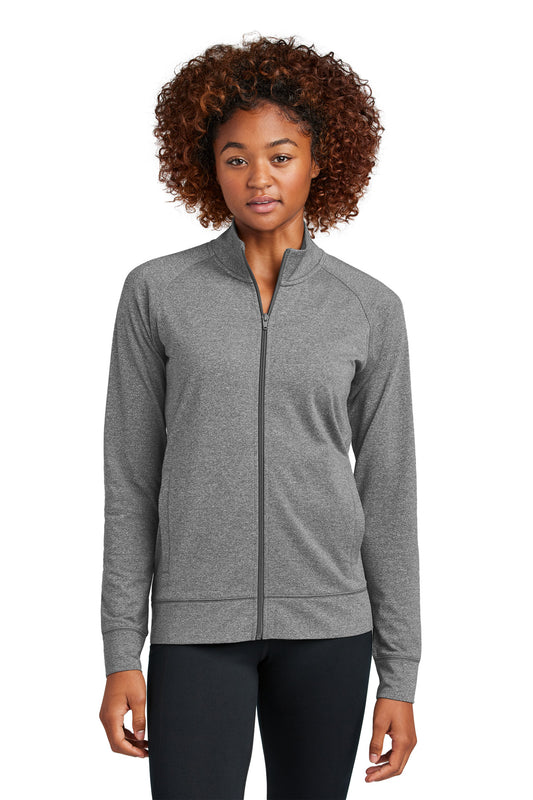 Sport-Tek Women's Sport-Wick Stretch Full-Zip Cadet Jacket LST857 Charcoal Grey Heather