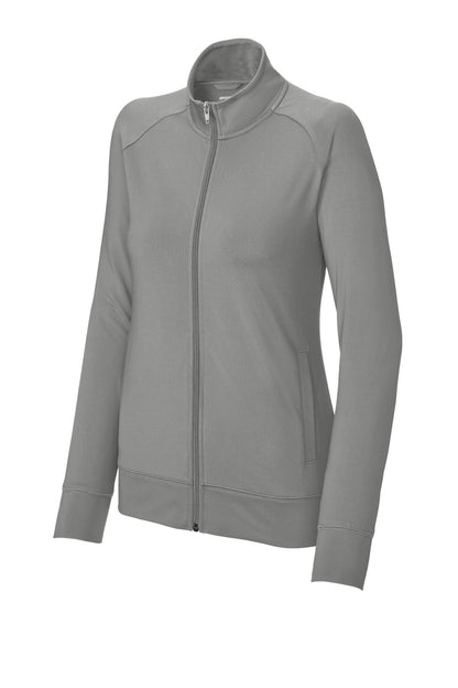 Sport-Tek Women's Sport-Wick Stretch Full-Zip Cadet Jacket LST857 Charcoal Grey
