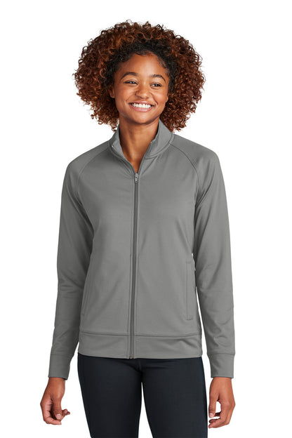 Sport-Tek Women's Sport-Wick Stretch Full-Zip Cadet Jacket LST857 Charcoal Grey