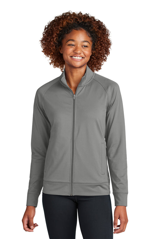 Sport-Tek Women's Sport-Wick Stretch Full-Zip Cadet Jacket LST857 Charcoal Grey