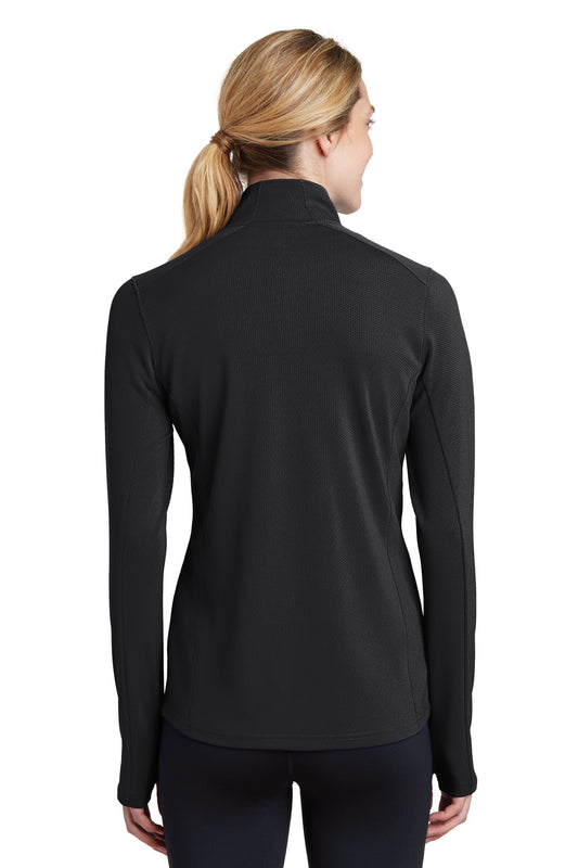 Sport-Tek Women's Sport-Wick Textured 1/4-Zip Pullover.  LST860 Black