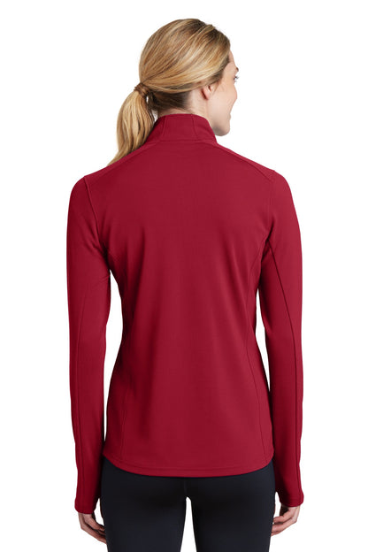 Sport-Tek Women's Sport-Wick Textured 1/4-Zip Pullover.  LST860 Deep Red