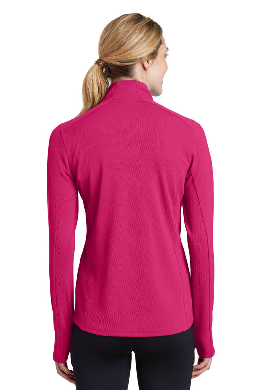 Sport-Tek Women's Sport-Wick Textured 1/4-Zip Pullover.  LST860 Pink Raspberry
