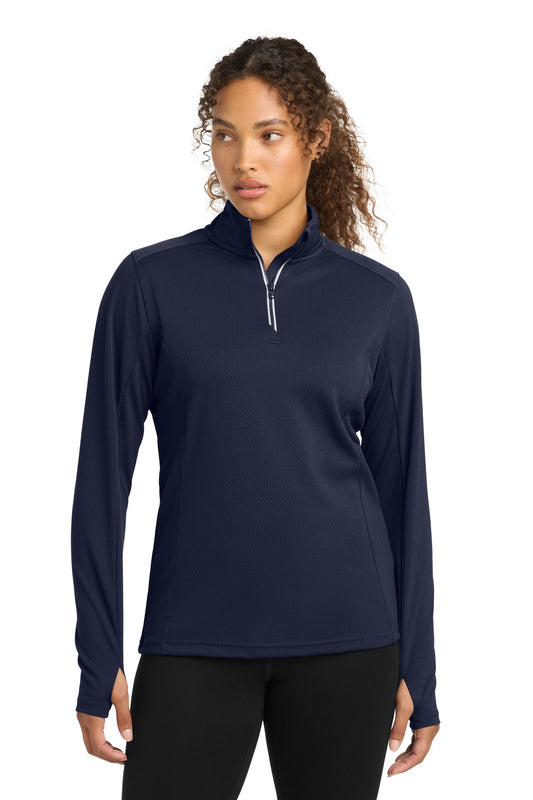 Sport-Tek Women's Sport-Wick Textured 1/4-Zip Pullover LST860 True Navy