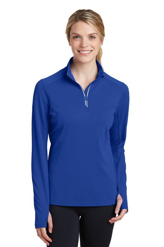 Sport-Tek Women's Sport-Wick Textured 1/4-Zip Pullover.  LST860 True Royal